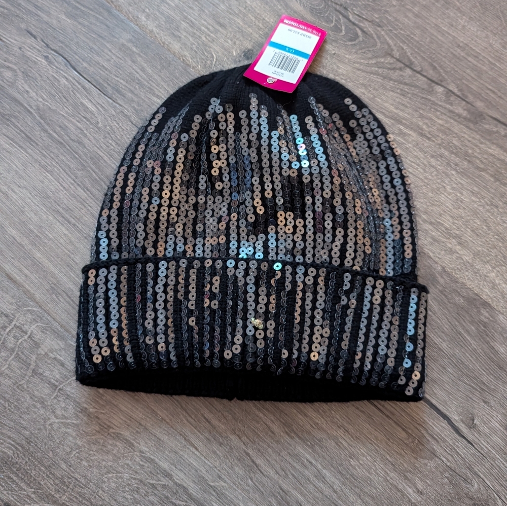 Vince Camuto Black Sequin Beanie